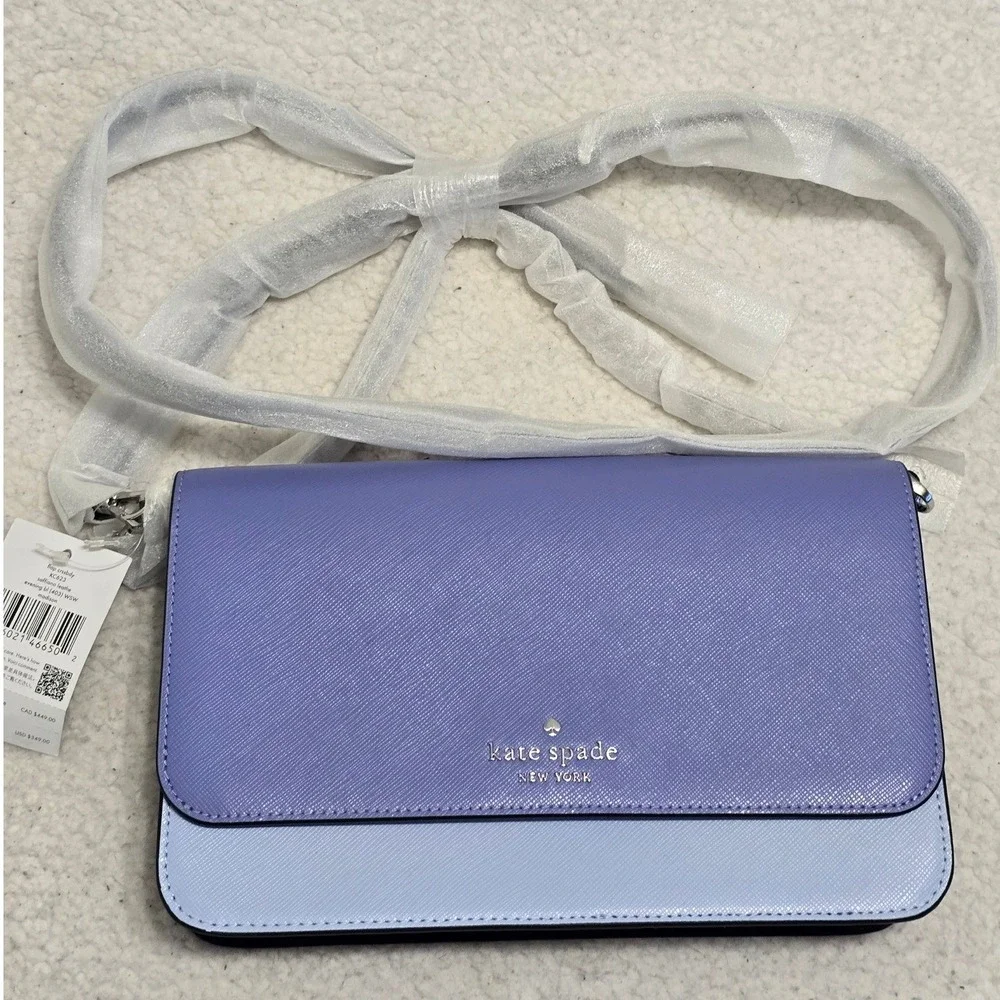 Kate Spade Madison Flap Convertible‎ Crossbody Saffiano Leather Blue KC623 NEW